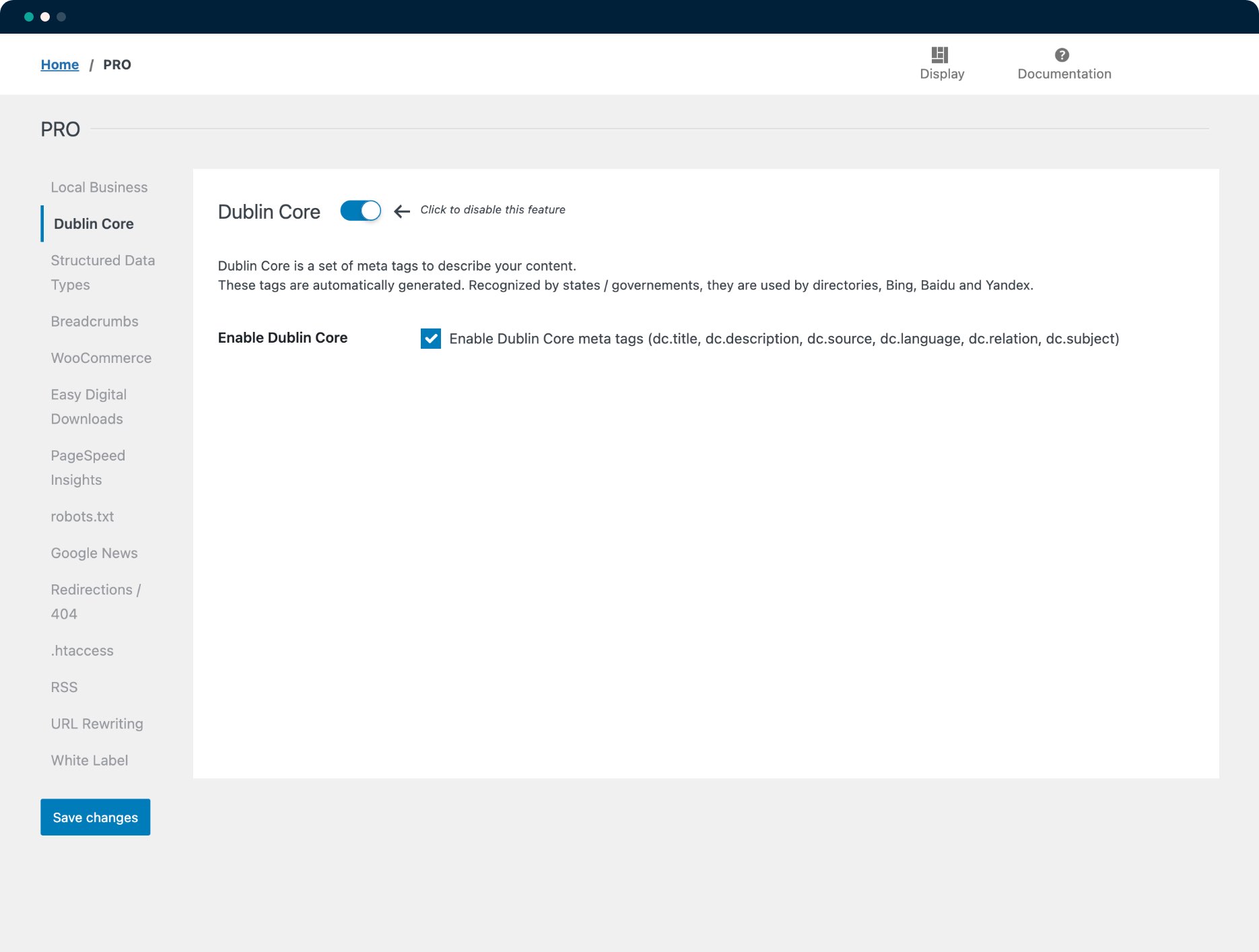 Dublin Core settings - SEOPress