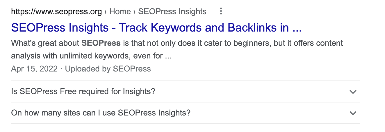 FAQ Rich Snippet in Google search results